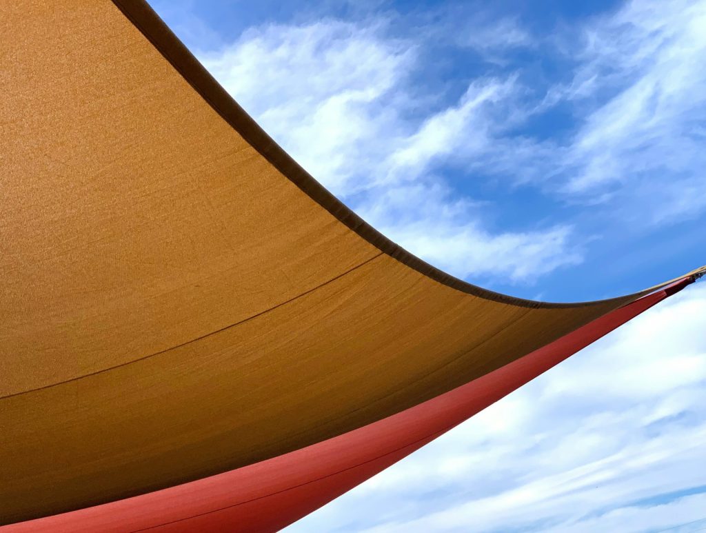 a view of the top of a large sail